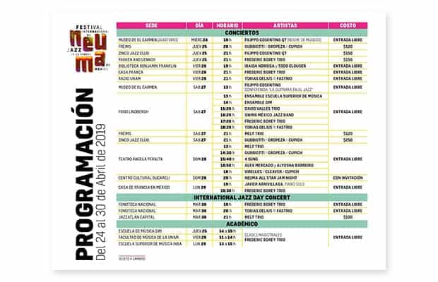 Cartel Festival Internaciona de Jazz de la Ciudad de México Neuma