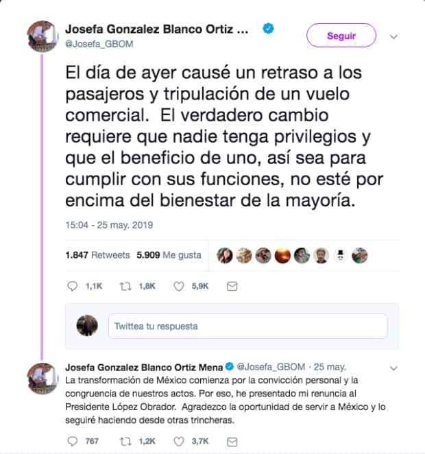 renuncia de Josefa González Blanco Ortíz Mena